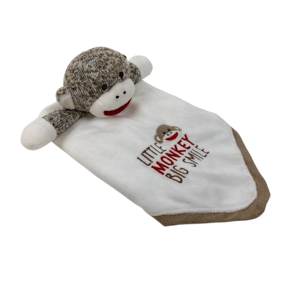 Sock Monkey Security Blanket Lovey Baby Starters Rattle Satin Back 2019